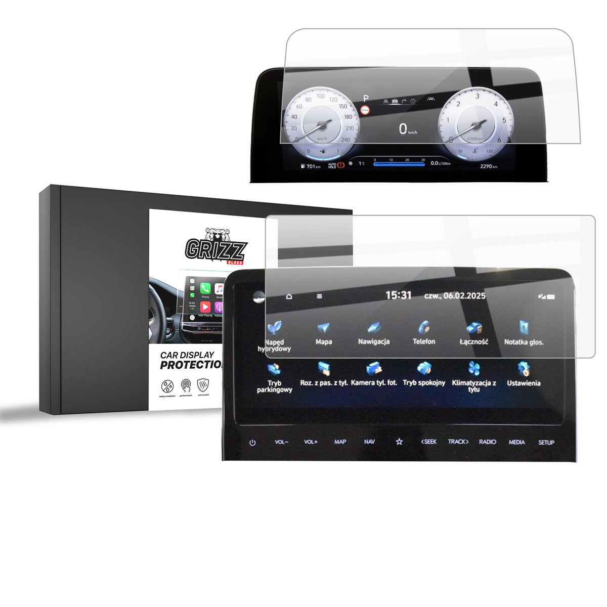 Keramische Autodisplayfolie 2in1 für Hyundai Staria 10,25" (2021-2026), Grizz Protector