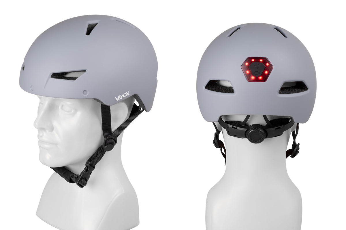 Fahrradhelm mit LED-Licht, Vayox Street VA0423GREM 55-58 cm, Grau