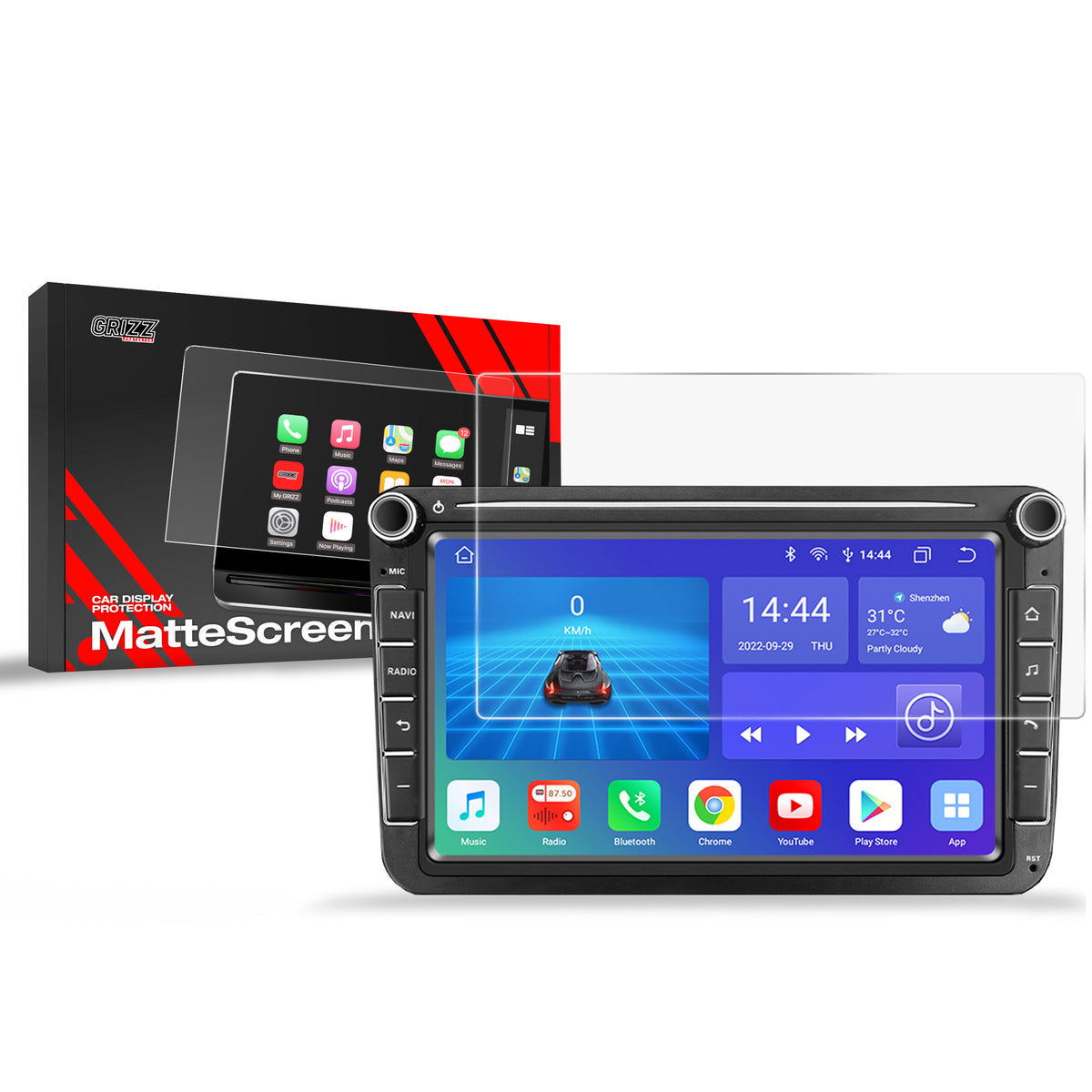 Matte Autodisplayfolie für Android Radio, Grizz Protector
