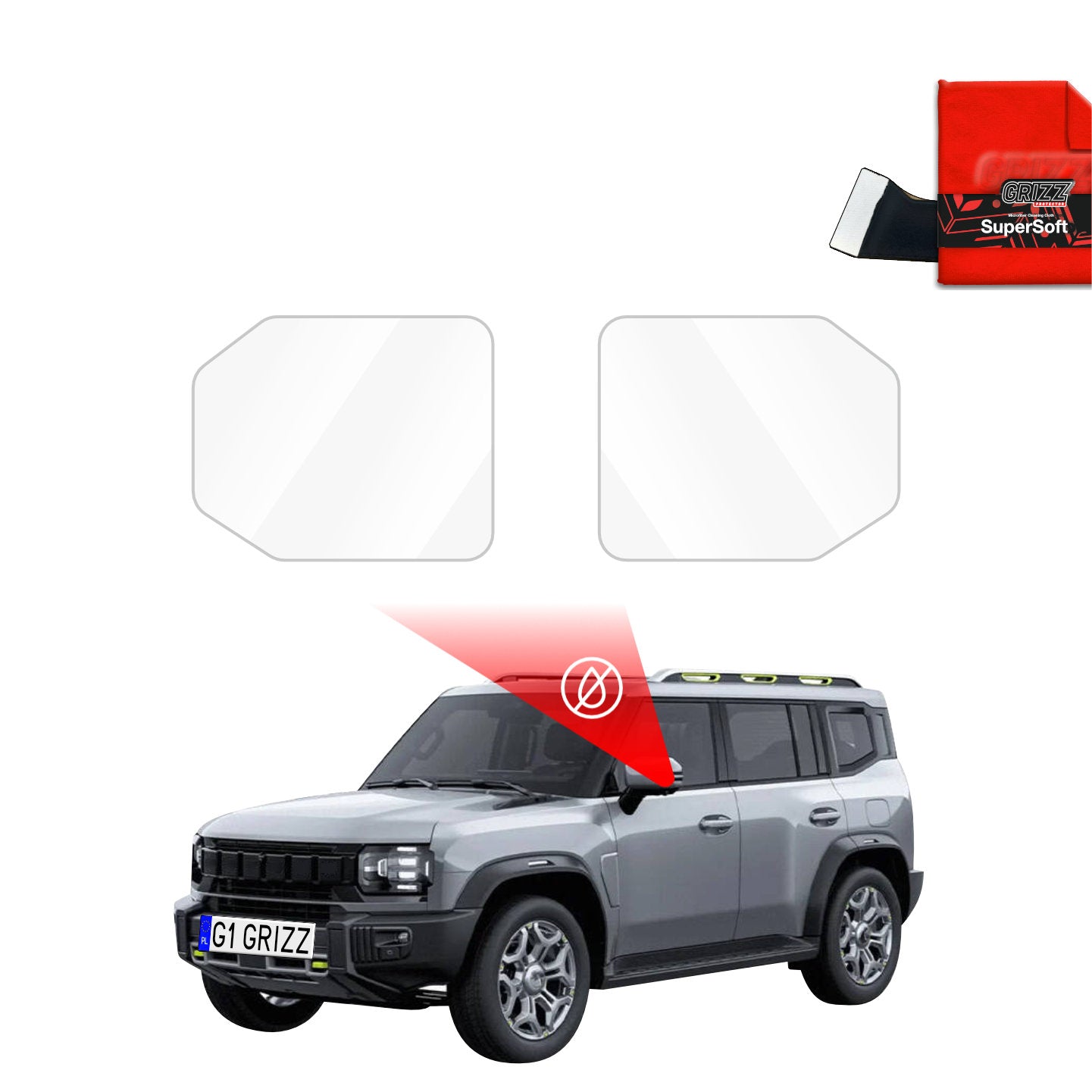 Regenschutzfolie Grizz Protector für Außenspiegel - Jetour T2 (2025-2026)