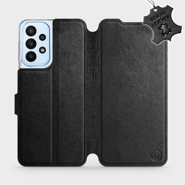 Echtleder Handyhülle für Galaxy A23 4G, Mobiwear Leather, Schwarz