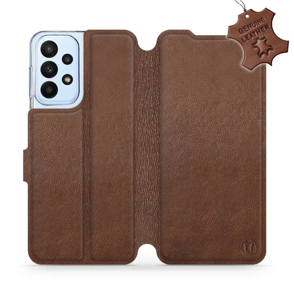 Echtleder Handyhülle für Galaxy A23 4G, Mobiwear Leather, Braun