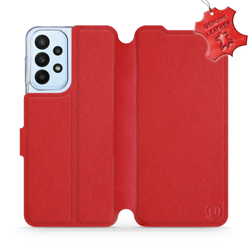 Echtleder Handyhülle für Galaxy A23 4G, Mobiwear Leather, Rot