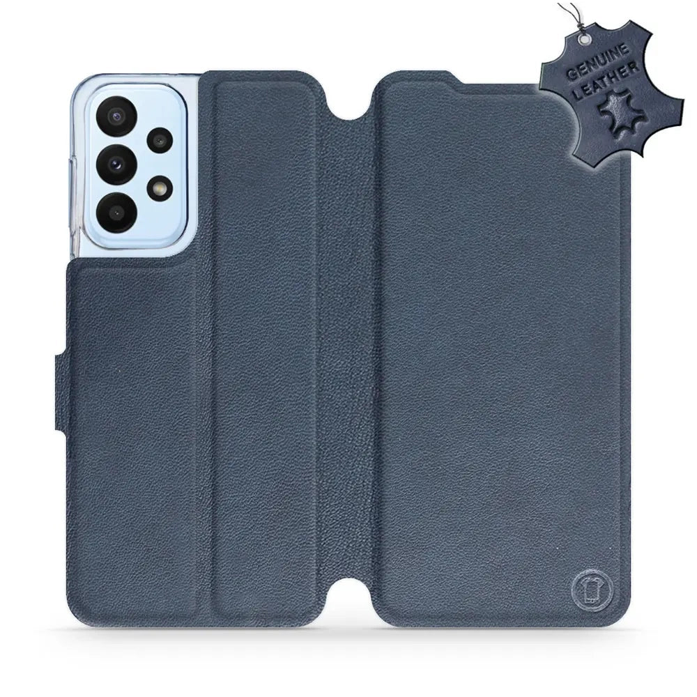Echtleder Handyhülle für Galaxy A23 4G, Mobiwear Leather, Dunkelblau