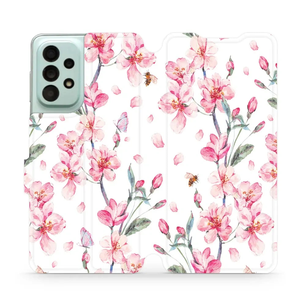 Handyhülle mit klappe für Galaxy A33 5G, Mobiwear Book, Rosa Frühling