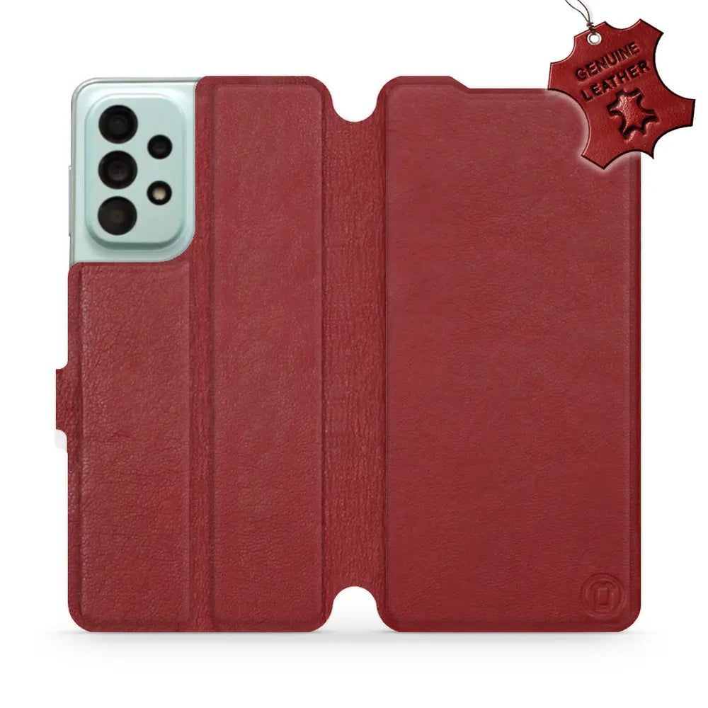 Echtleder Handyhülle für Galaxy A33 5G, Mobiwear Leather, Dunkelrot