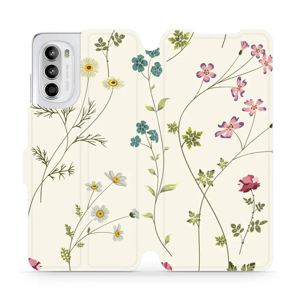 Handyhülle mit klappe für Motorola Moto G52, Mobiwear Book, Feldblumen