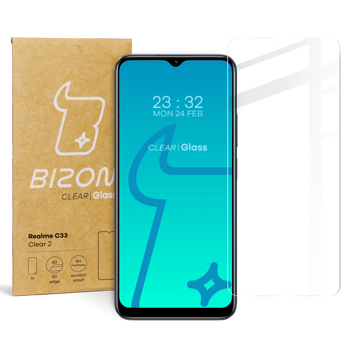 Gehärtetes Glas Bizon Glass Clear für Realme C33