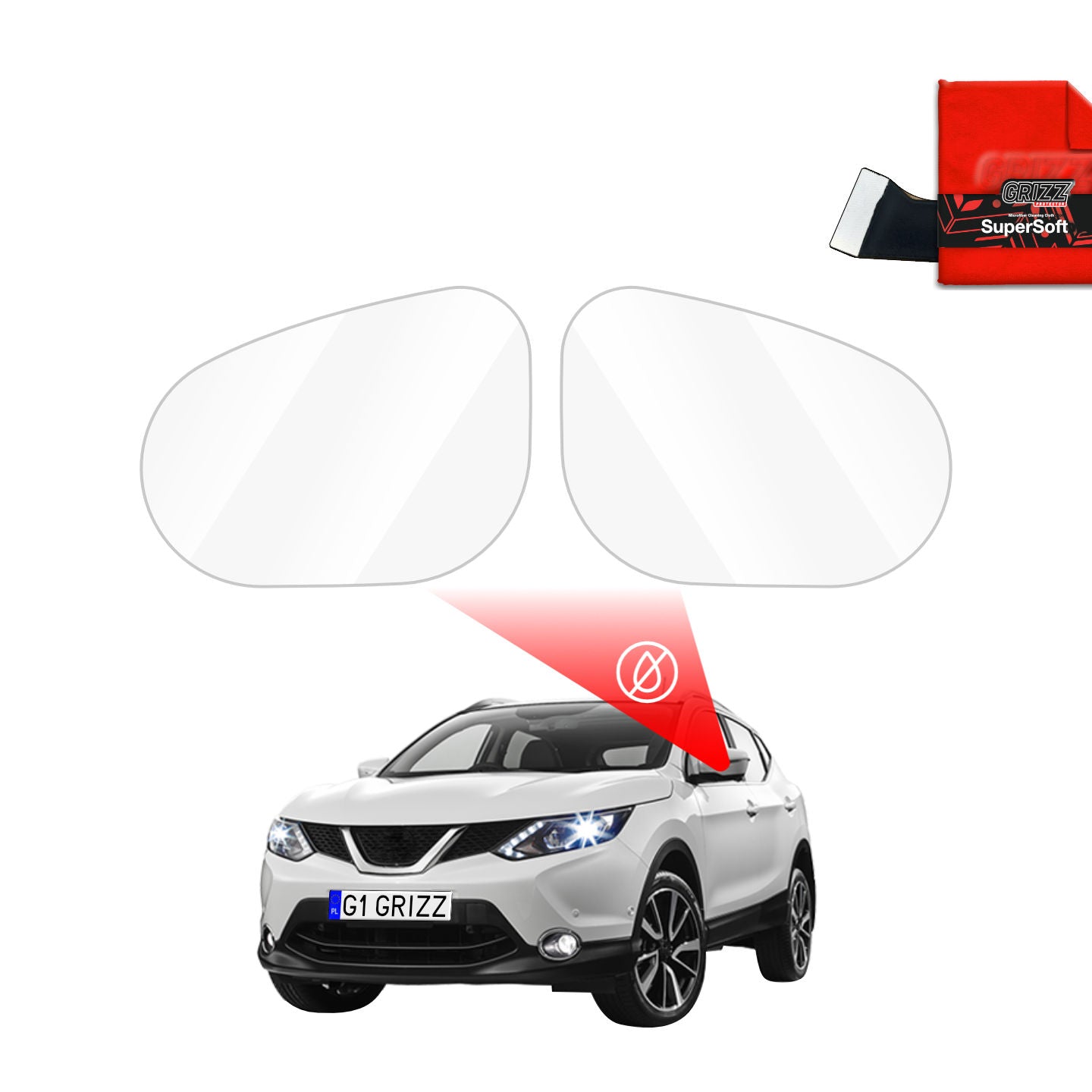 Regenschutzfolie Grizz Protector für Außenspiegel - Nissan Qashqai (2013-2017)