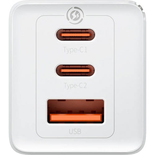 Ladegerät Baseus GaN5 Pro 2x USB-C, USB-A 65W, Weiß