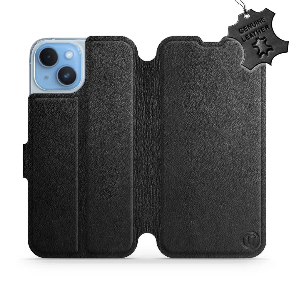 Echtleder Handyhülle für iPhone 14, Mobiwear Leather, Schwarz