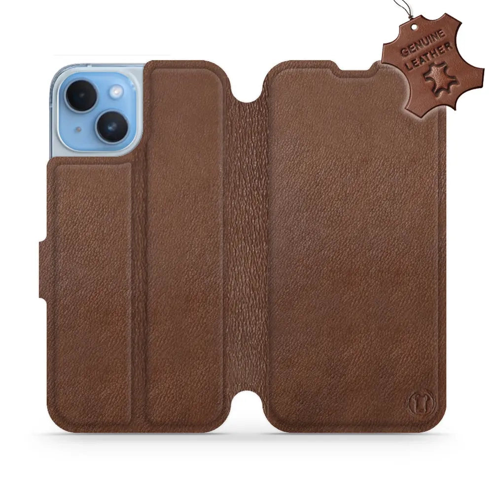 Echtleder Handyhülle für iPhone 14, Mobiwear Leather, Braun