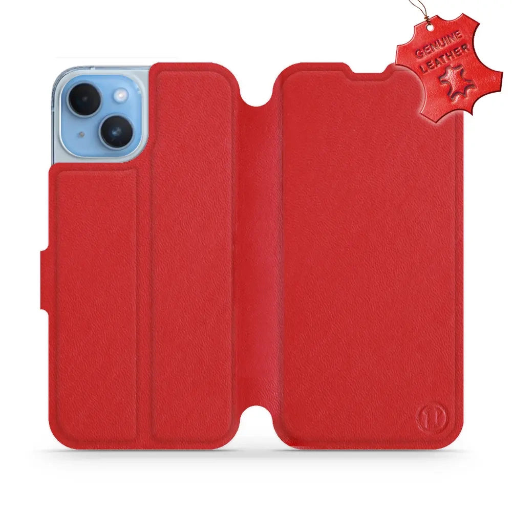 Echtleder Handyhülle für iPhone 14, Mobiwear Leather, Rot
