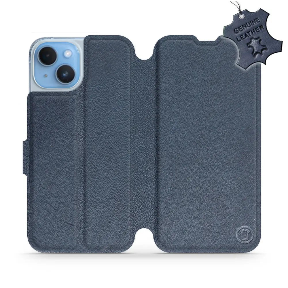 Echtleder Handyhülle für iPhone 14, Mobiwear Leather, Dunkelblau