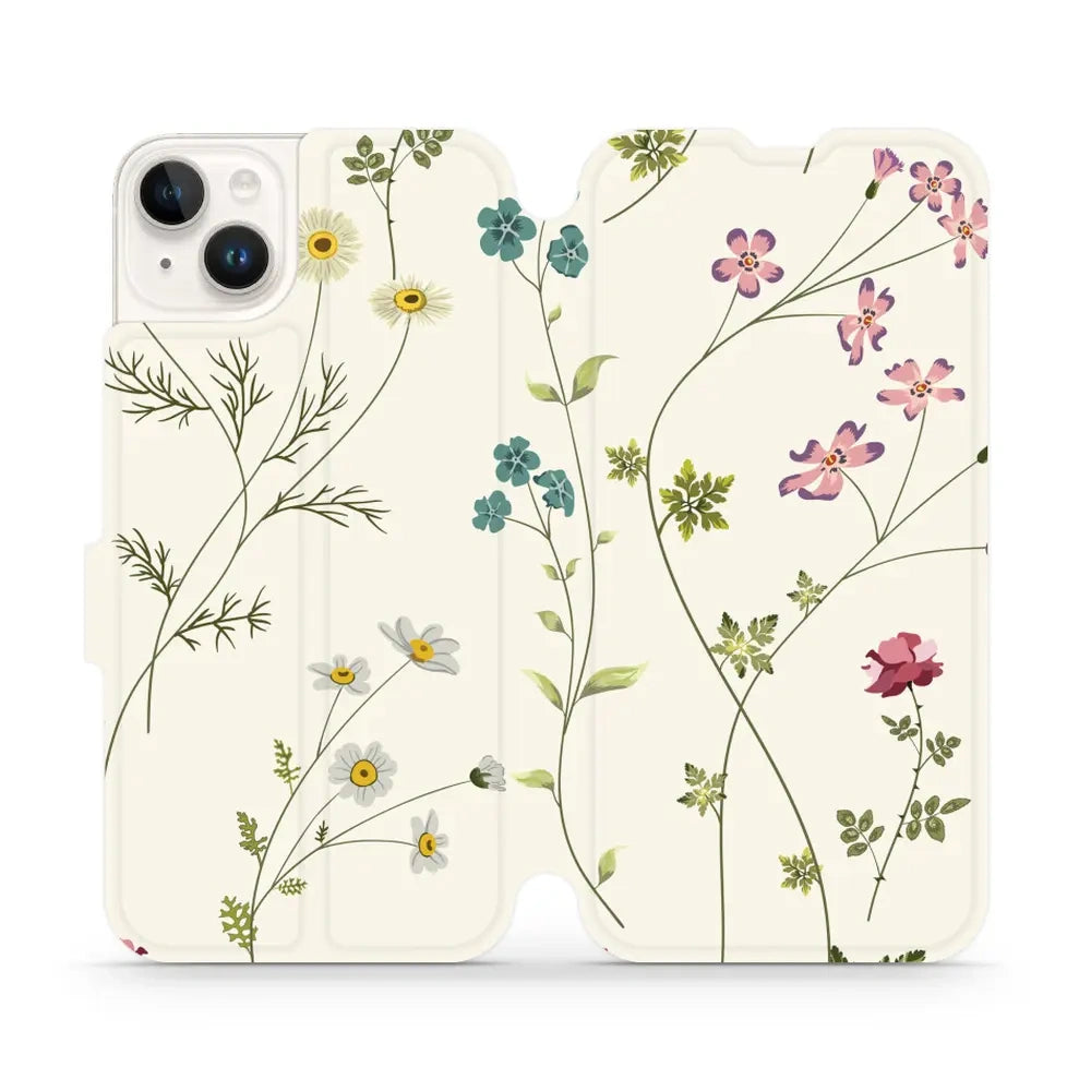 Handyhülle mit klappe für iPhone 14 Plus, Mobiwear Book, Feldblumen