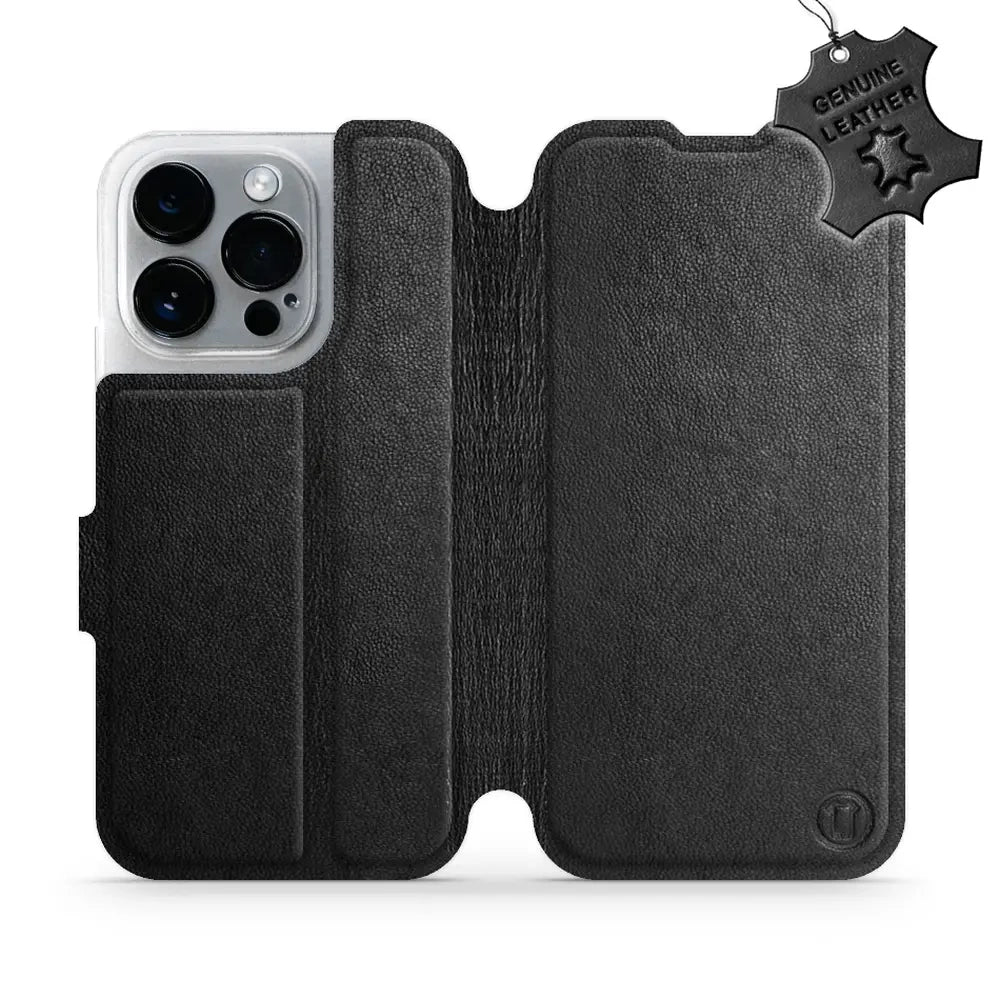 Echtleder Handyhülle für iPhone 14 Pro, Mobiwear Leather, Schwarz