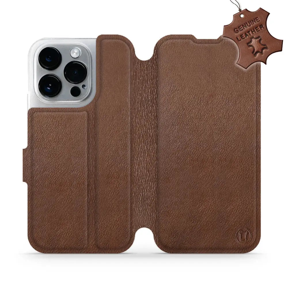 Echtleder Handyhülle für iPhone 14 Pro, Mobiwear Leather, Braun