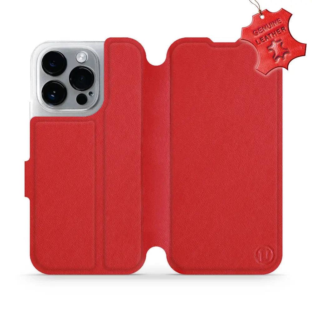 Echtleder Handyhülle für iPhone 14 Pro, Mobiwear Leather, Rot