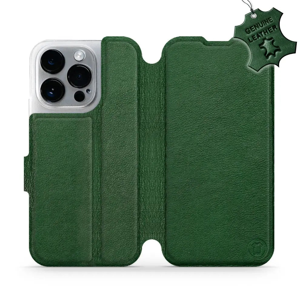 Echtleder Handyhülle für iPhone 14 Pro, Mobiwear Leather, Grün