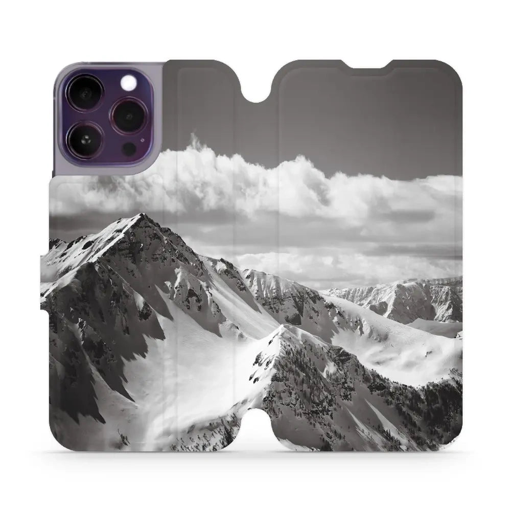 Handyhülle mit klappe für iPhone 14 Pro Max, Mobiwear Book, Berggipfel