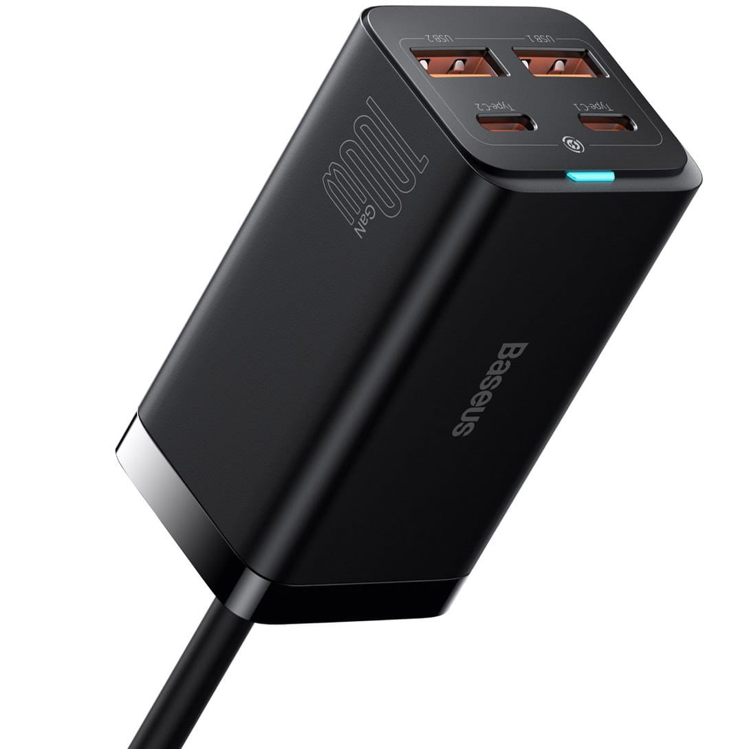 Wandladegerät Baseus GaN3 Pro QC 2x USB-C 2x USB-A, 100W, Schwarz