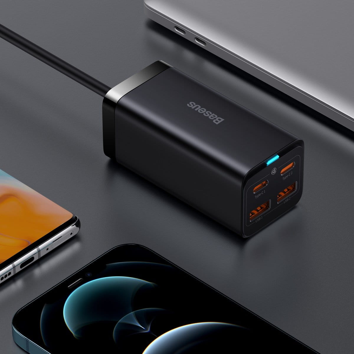 Wandladegerät Baseus GaN3 Pro QC 2x USB-C 2x USB-A, 100W, Schwarz