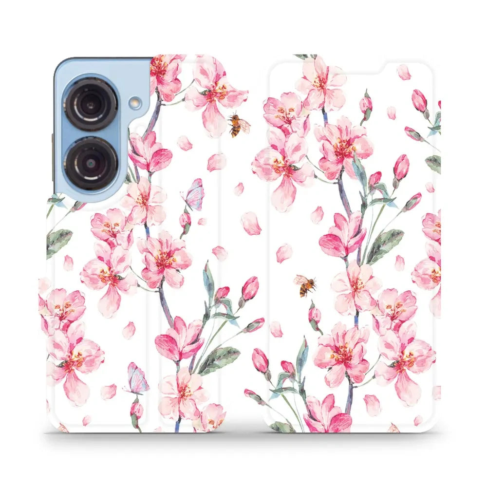 Handyhülle mit klappe für Asus Zenfone 9, Mobiwear Book, Rosa Frühling