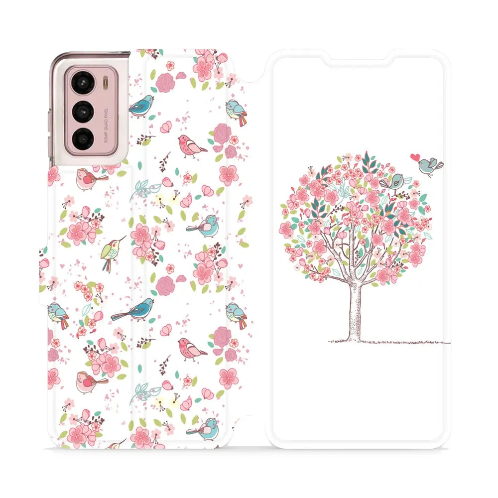 Handyhülle mit klappe für Motorola Moto G42, Mobiwear Book, Rosa Hain