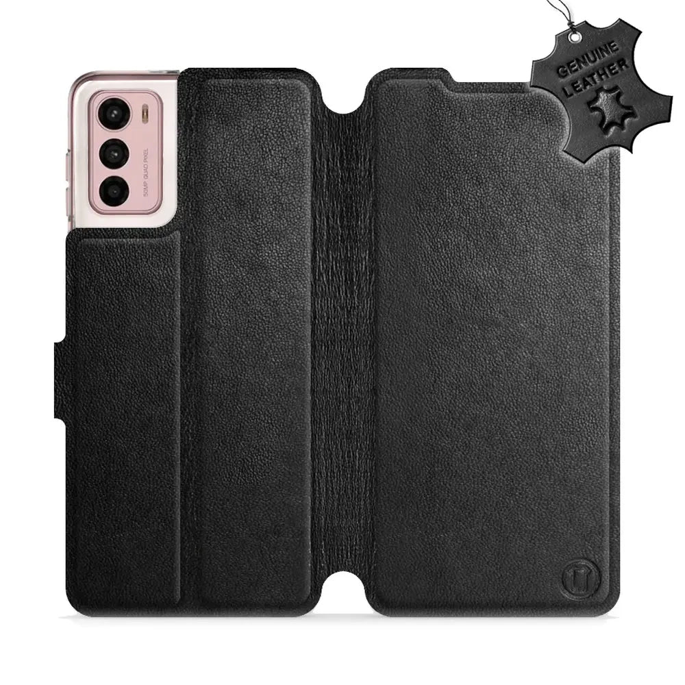 Echtleder Handyhülle für Motorola Moto G42, Mobiwear Leather, Schwarz