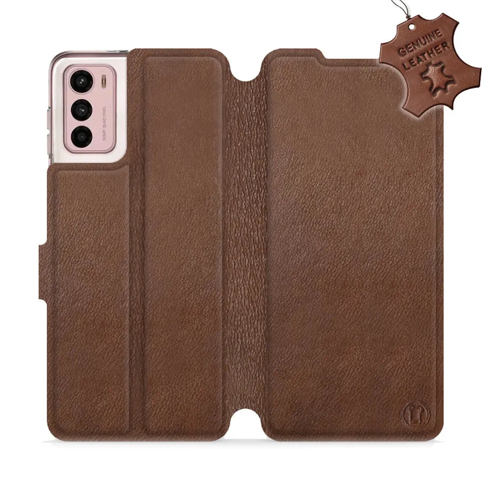 Echtleder Handyhülle für Motorola Moto G42, Mobiwear Leather, Braun