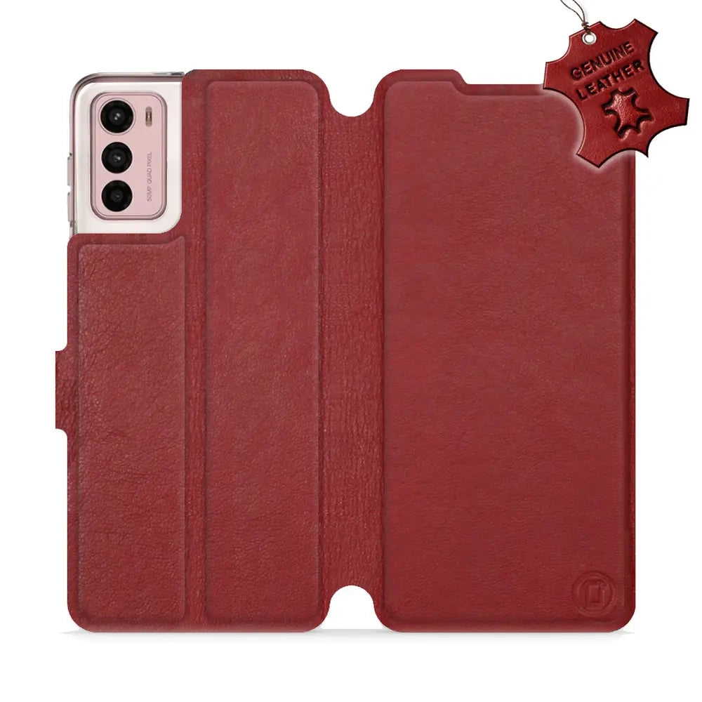 Echtleder Handyhülle für Motorola Moto G42, Mobiwear Leather, Dunkelrot