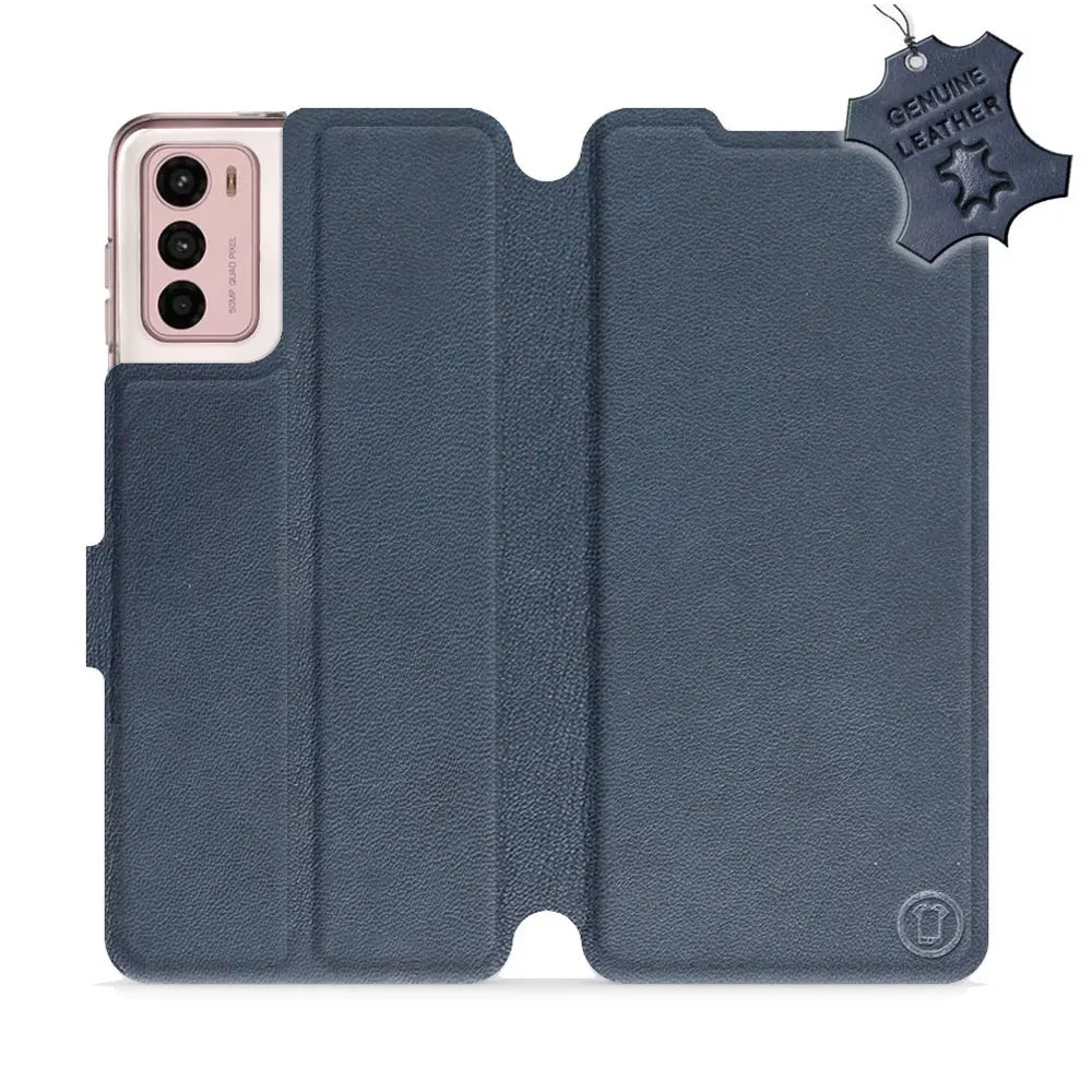 Echtleder Handyhülle für Motorola Moto G42, Mobiwear Leather, Dunkelblau