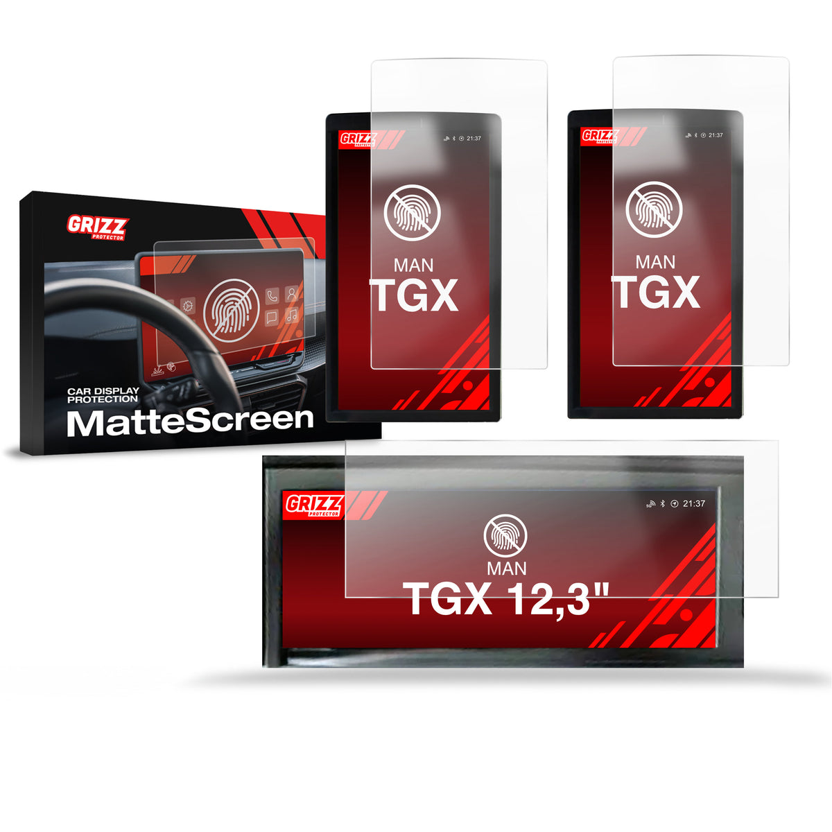 Matte Autodisplayfolie 3in1 für MAN TGX 12,3", Grizz Protector