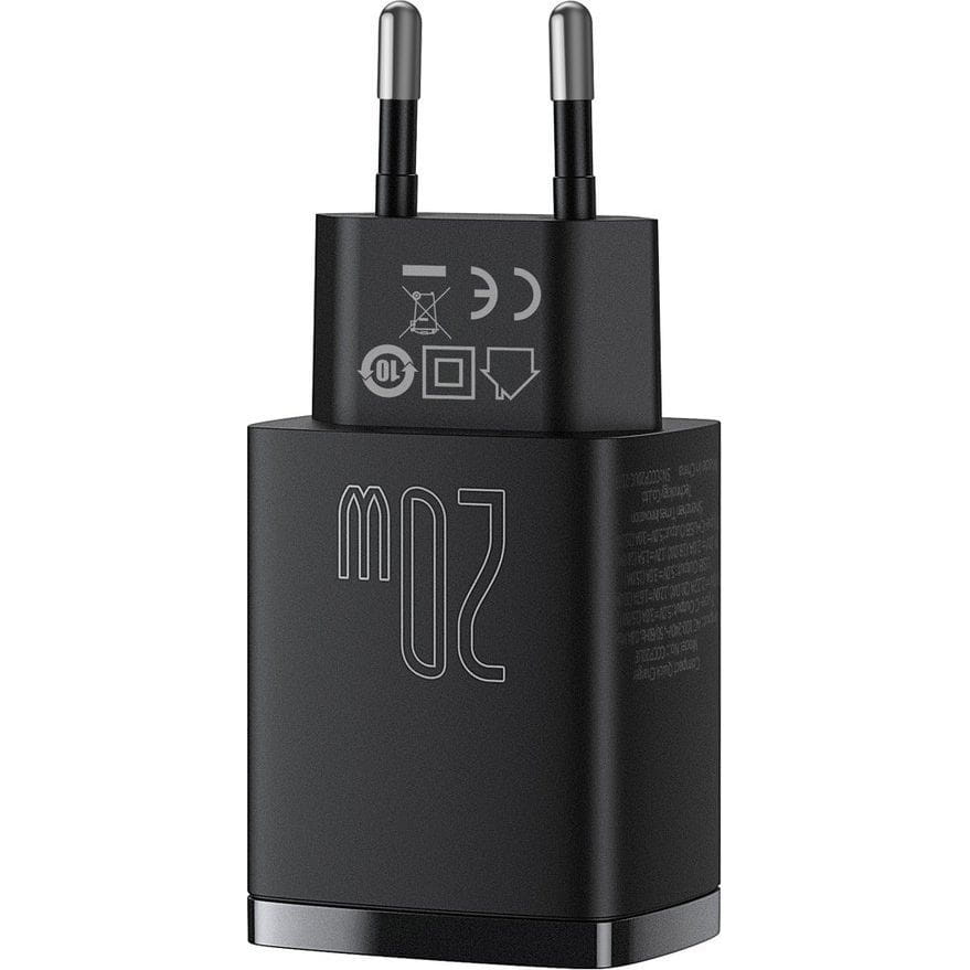 Wandladegerät Baseus Compact Quick Charger PD QC 3.0 20W, Schwarz