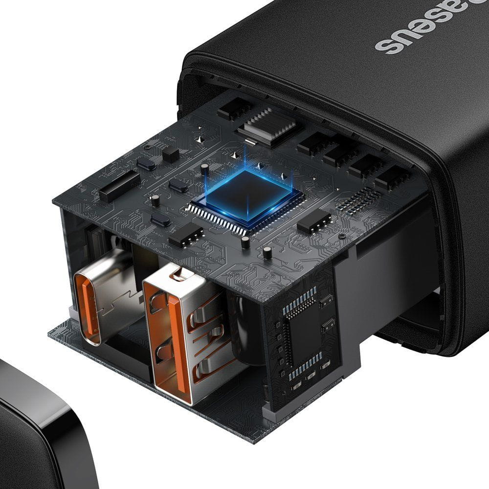 Wandladegerät Baseus Compact Quick Charger PD QC 3.0 20W, Schwarz