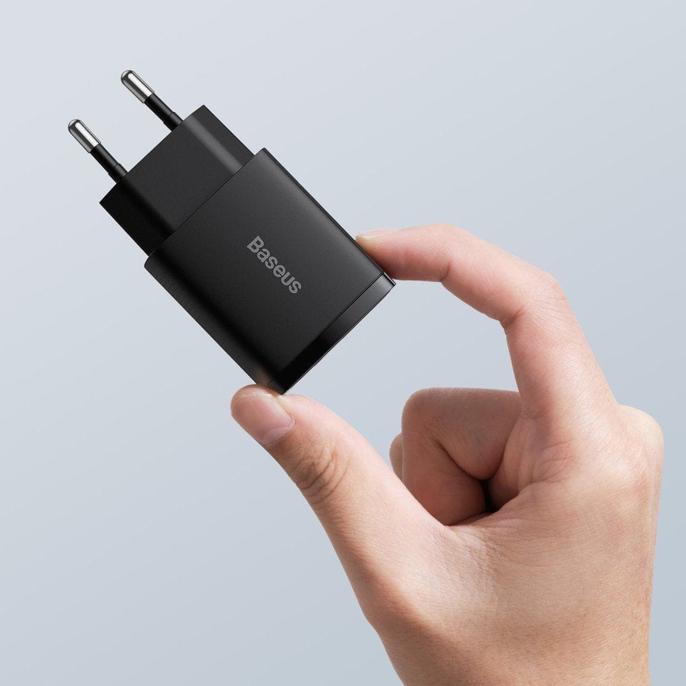 Wandladegerät Baseus Compact Quick Charger PD QC 3.0 20W, Schwarz