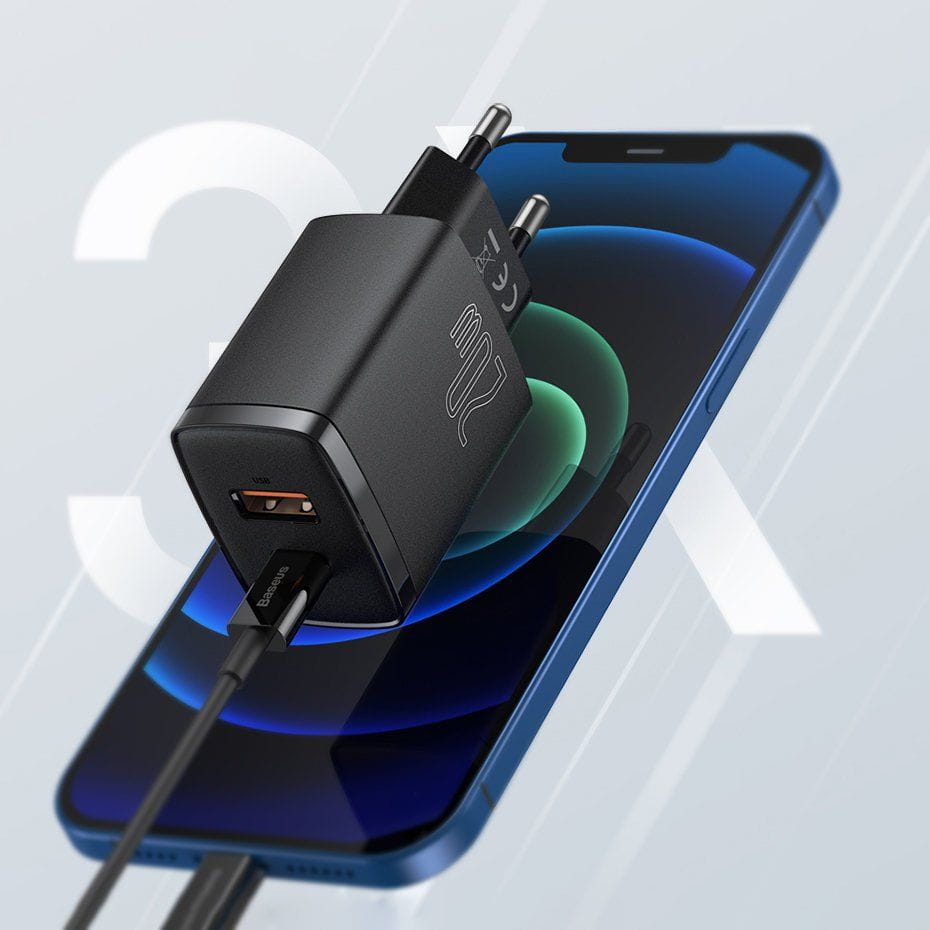 Wandladegerät Baseus Compact Quick Charger PD QC 3.0 20W, Schwarz