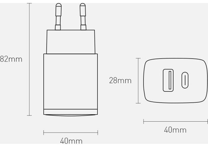 Wandladegerät Baseus Compact Quick Charger PD QC 3.0 20W, Schwarz