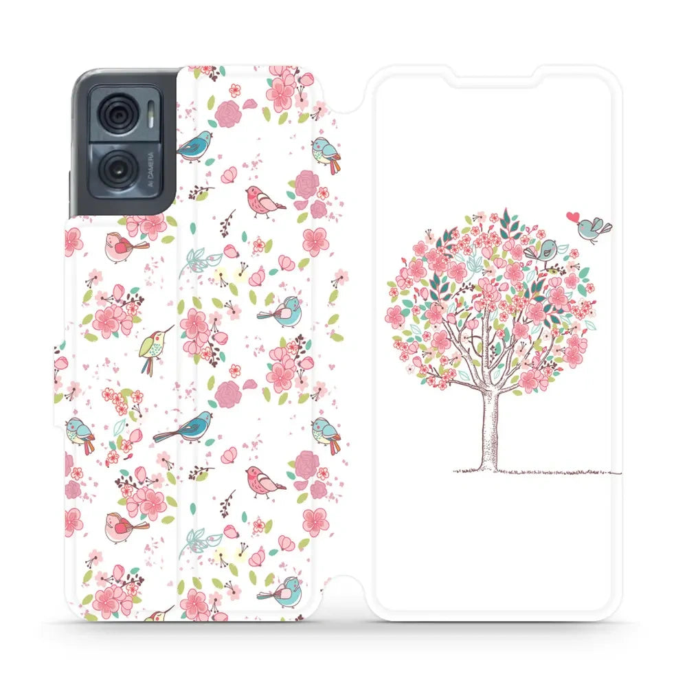 Handyhülle mit klappe für Motorola Moto E22i, Mobiwear Book, Rosa Hain