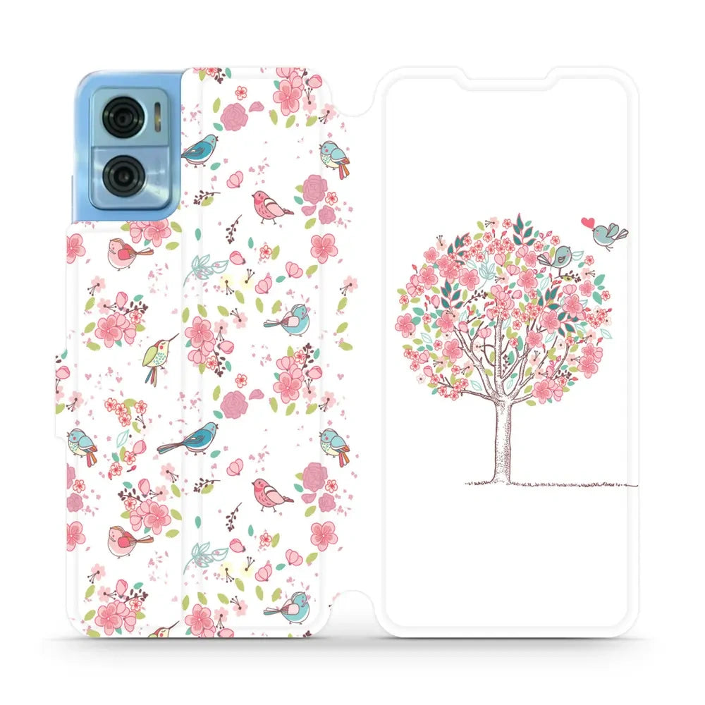 Handyhülle mit klappe für Motorola Moto E22, Mobiwear Book, Rosa Hain