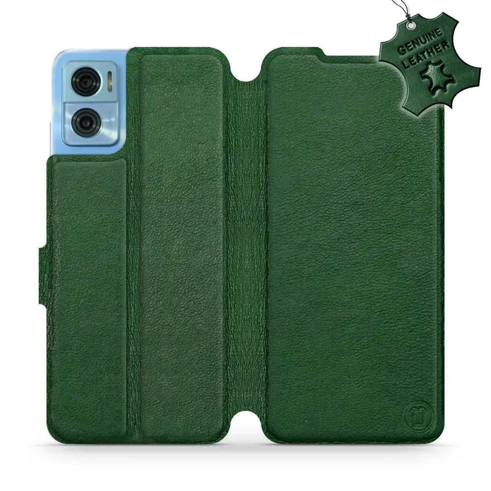 Echtleder Handyhülle für Motorola Moto E22, Mobiwear Leather, Grün
