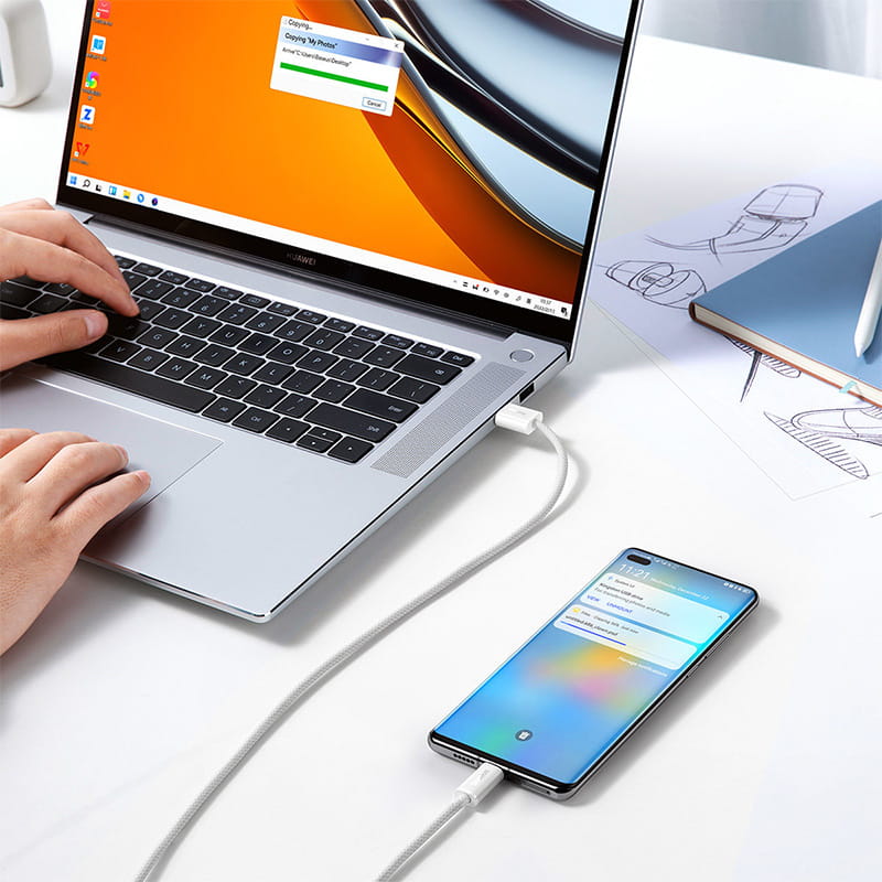 Kabel Dynamic Series Baseus USB-A zu USB-C 100W 1m, Weiß