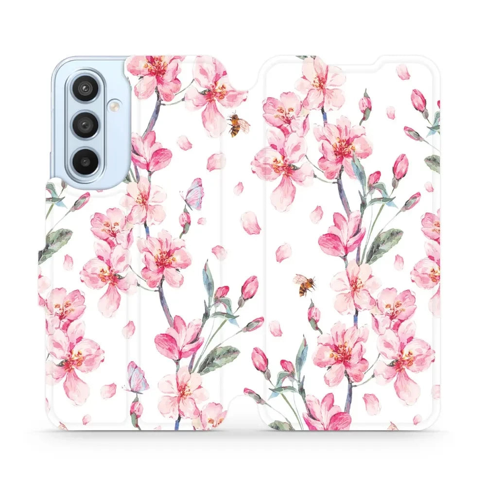 Handyhülle mit klappe für Galaxy A54 5G, Mobiwear Book, Rosa Frühling