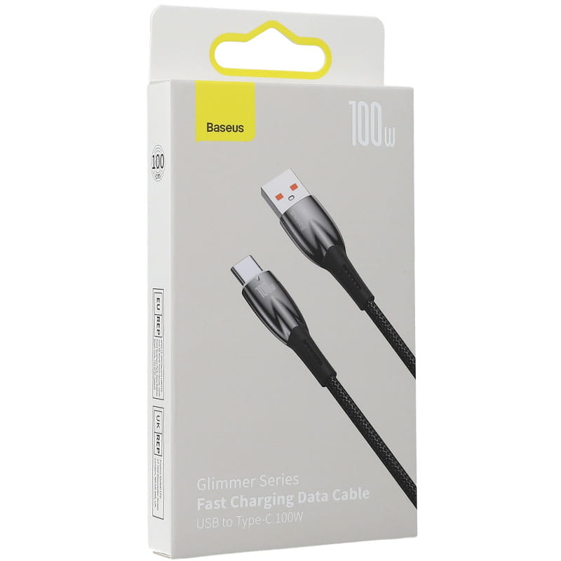 Kabel Baseus Glimmer Series 100 W USB-A zu USB-C 1m, Schwarz