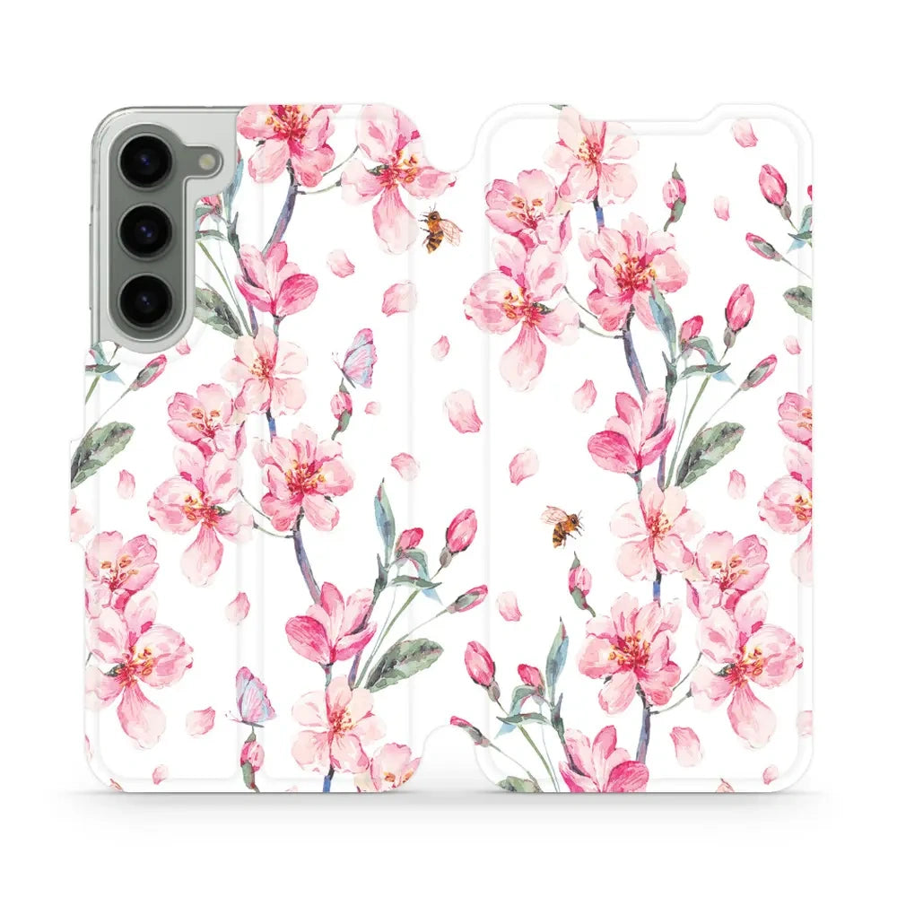Handyhülle mit klappe für Galaxy S23 Plus, Mobiwear Book, Rosa Frühling