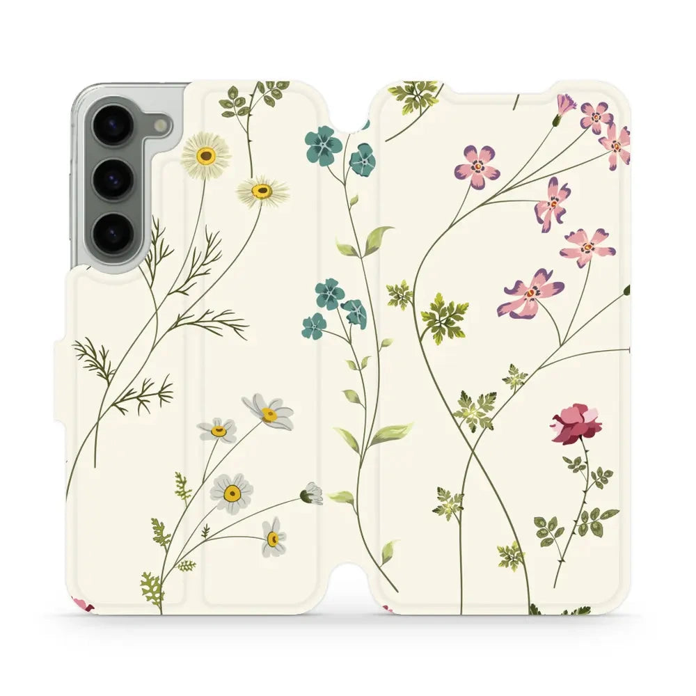 Handyhülle mit klappe für Galaxy S23 Plus, Mobiwear Book, Feldblumen