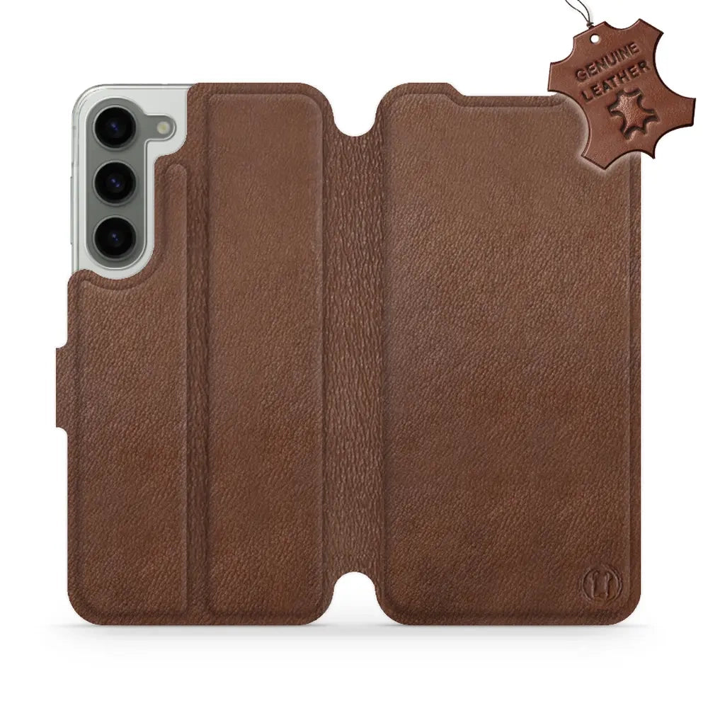 Echtleder Handyhülle für Galaxy S23 Plus, Mobiwear Leather, Braun
