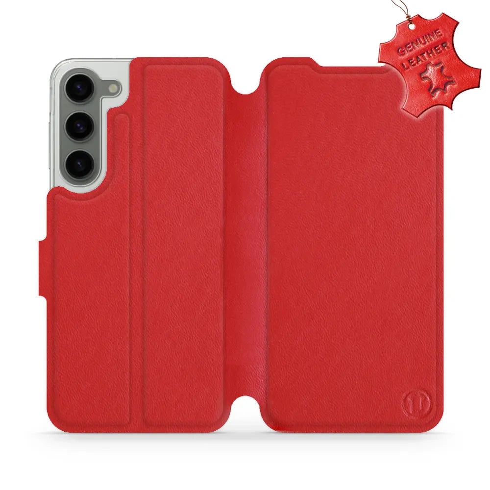 Echtleder Handyhülle für Galaxy S23 Plus, Mobiwear Leather, Rot