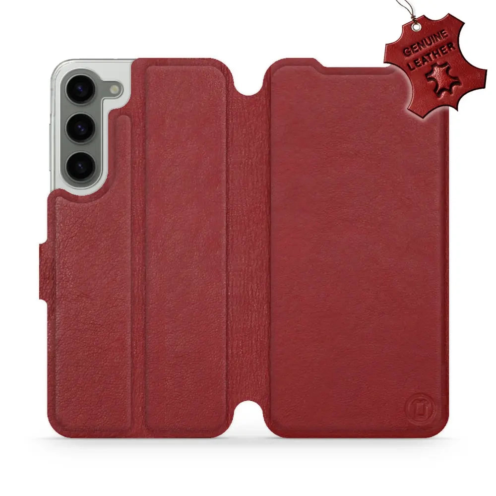 Echtleder Handyhülle für Galaxy S23 Plus, Mobiwear Leather, Dunkelrot