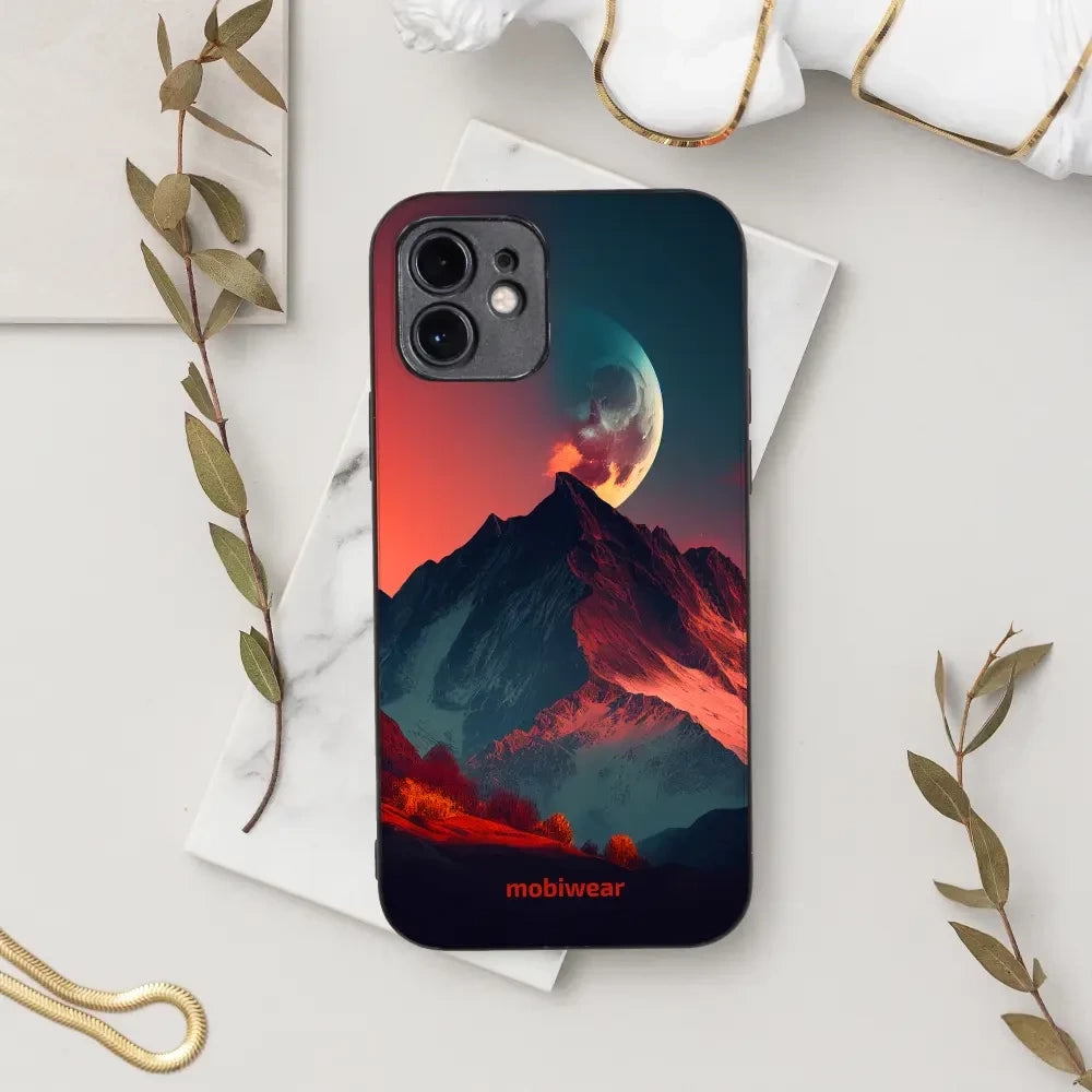 Handyhülle für iPhone 12, Mobiwear Glossy Case, Gebirgsdämmerung